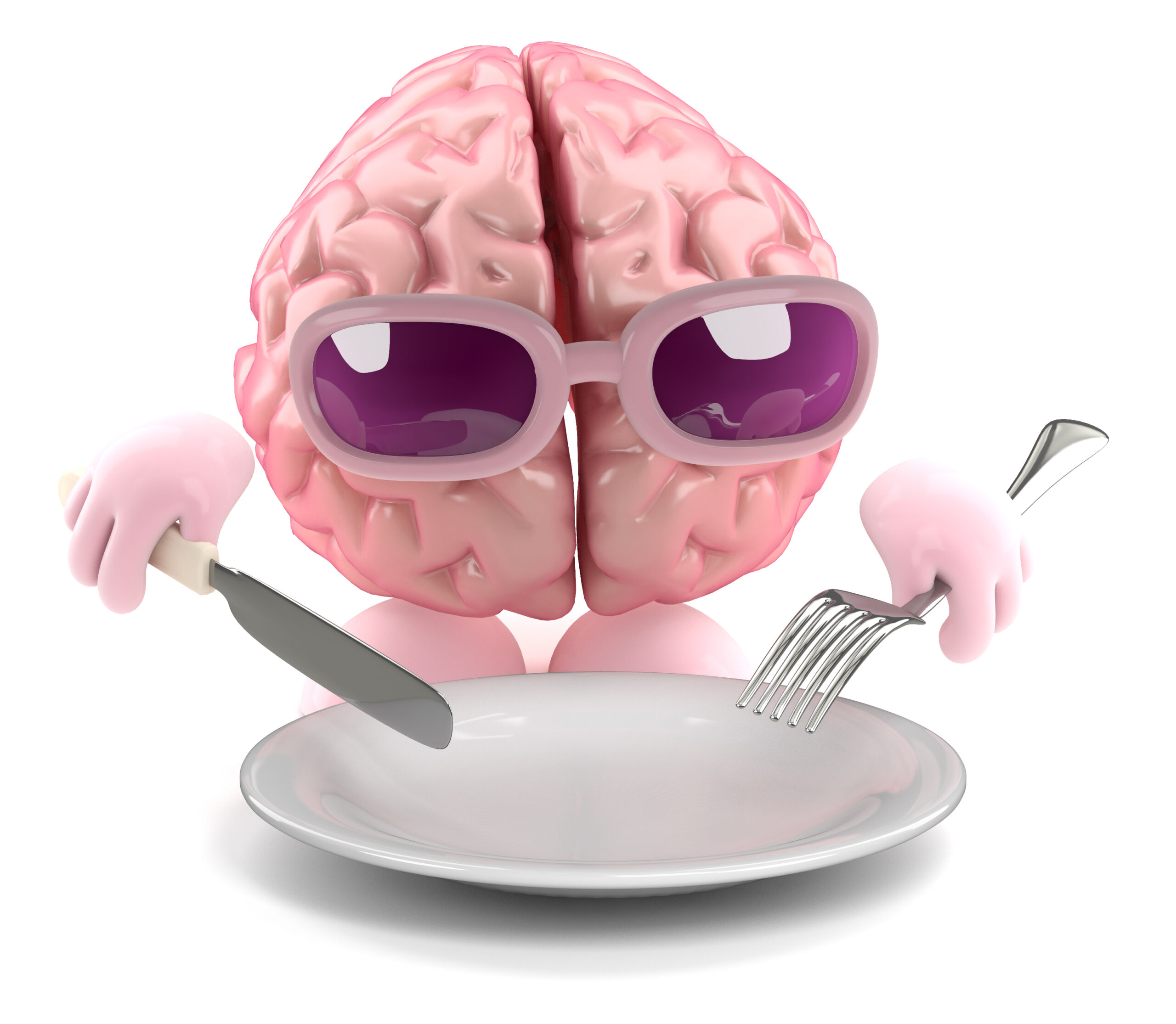 3d,Render,Of,A,Brain,With,An,Empty,Plate